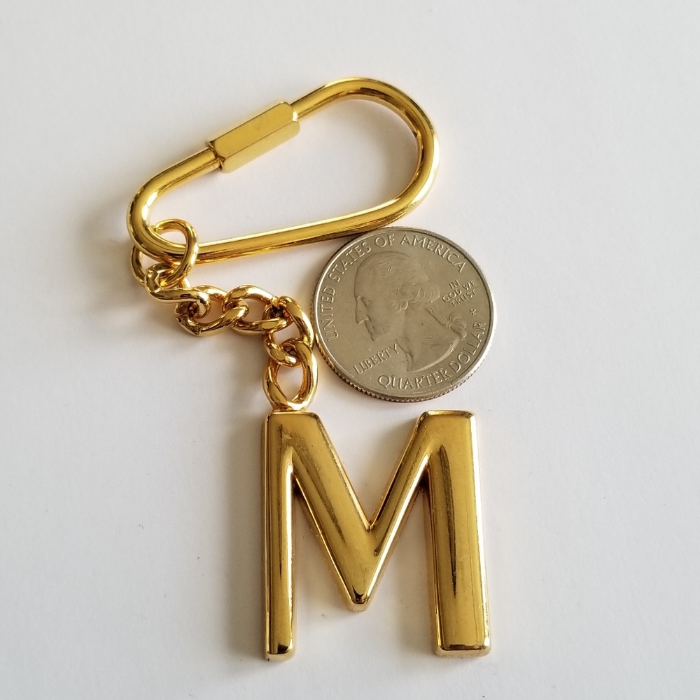 Relisted - M keychain letter initial key ring gold tone monogram - Picture 3 of 8
